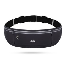 Slim Running Pack Exercise Waist Pack Belt Pouch Bags (Color: BLACK)