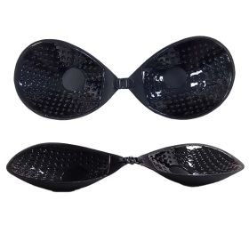 Adhesive Bra Strapless Sticky Invisible Push up Silicone Bra (Color: BLACK, size: B)