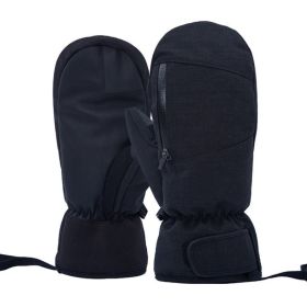 Waterproof Ski Gloves Snowboard Mittens for Women Men (Color: BLACK, size: M)