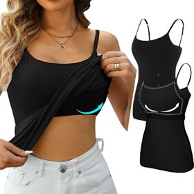 Womens Camisole Sleeveless Cami Vest Top Yoga Tank Tops (Color: BLACK, size: M)