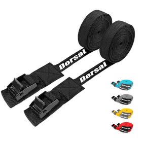DORSAL Surfboard Kayak SUP Surf Roof Rack Tie Down Straps 15 FT (Set of 2) (Color: BLACK)