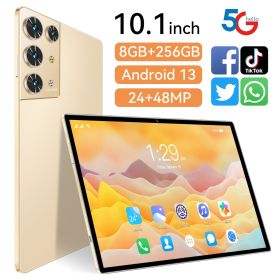 2023 New 5G Tablet PC, S30pro, 10.1 inch, 512GB large flash memory, Android Tablets, Dual Cards,  8000mAh Laptops, wifi GPS (ROM: 256GB, Color: Gold)