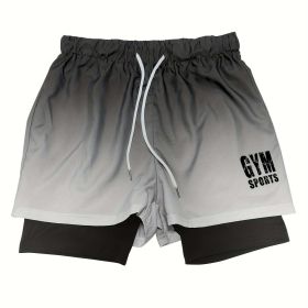 Summer Workout Gym Shorts with Zipper Pocket for Men (Color: BLACK, size: XXL(38))